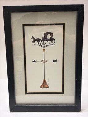 Framed Horse & Carriage Weather Vane Art Print by Martha Hinson - Black & Gold